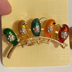 5 Little Birds on A Branch Brooche Pin!! NWT!!